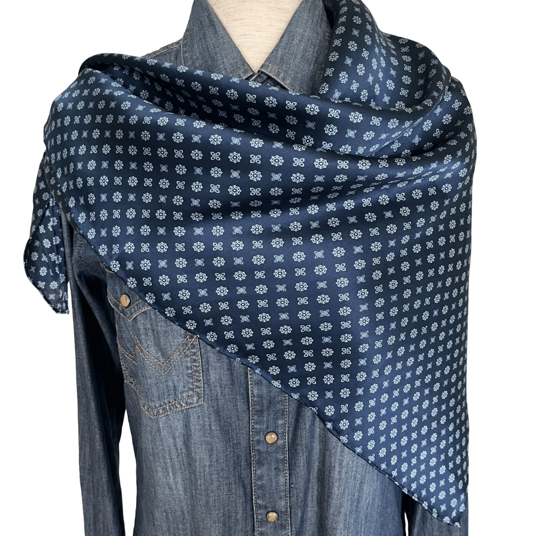 Blue Silk Wild Rag Scarf