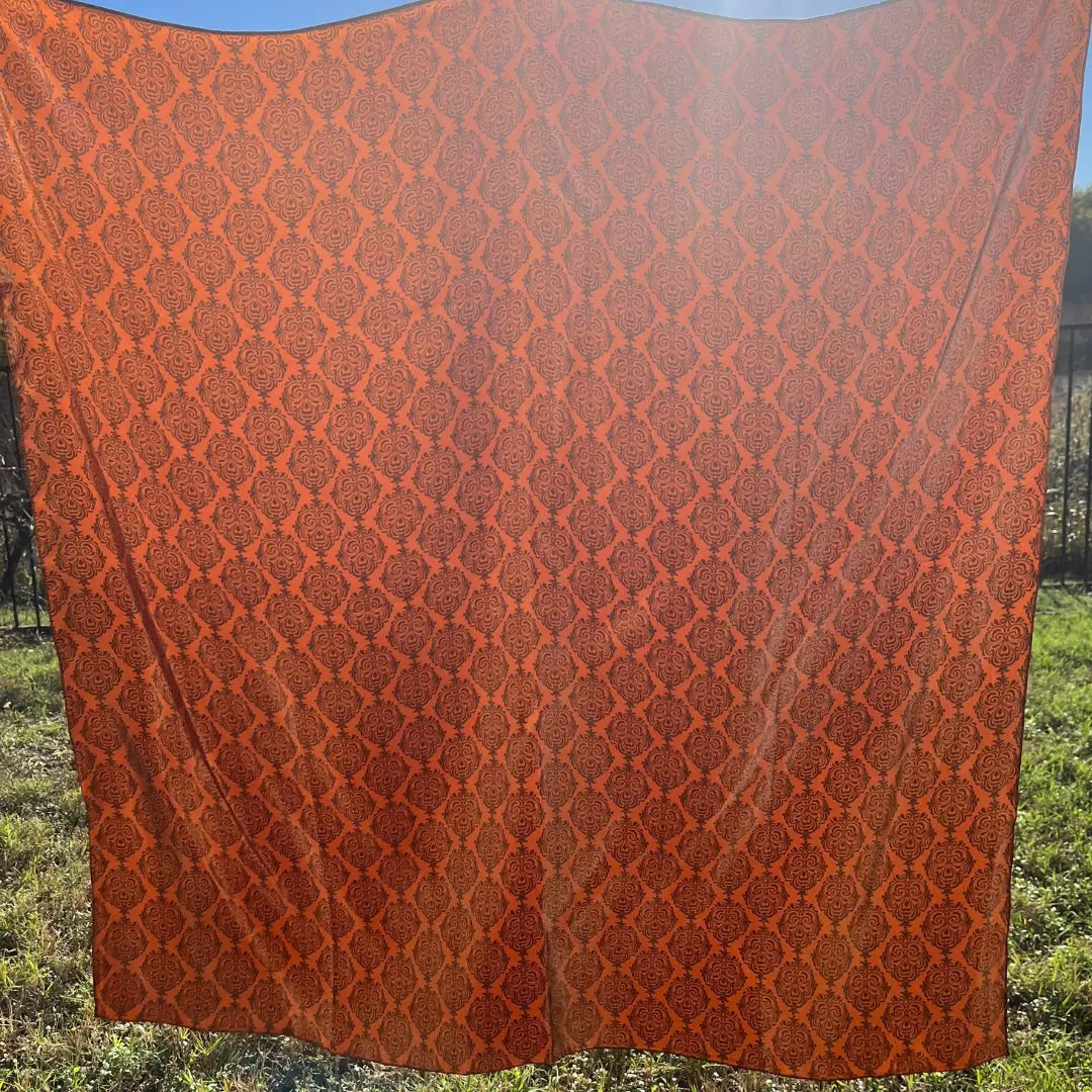 Western wild rags - Old western print with dark brown design on a sienna silk scarf.