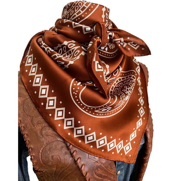 JLMMEN 35 Inch Wild Rag Cowboy Scarves For Men, Large Rancher Neckerchief Silk Feel, Oversize Western Bandana