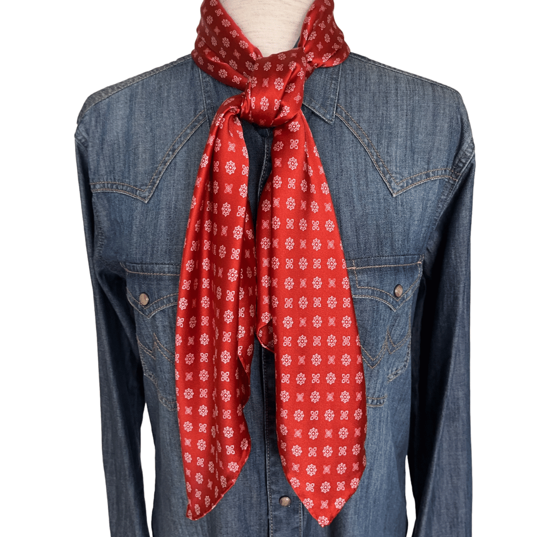 Vermillion red silk wild rag scarf