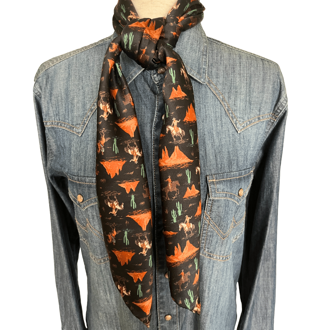 black silk cowboy scarf