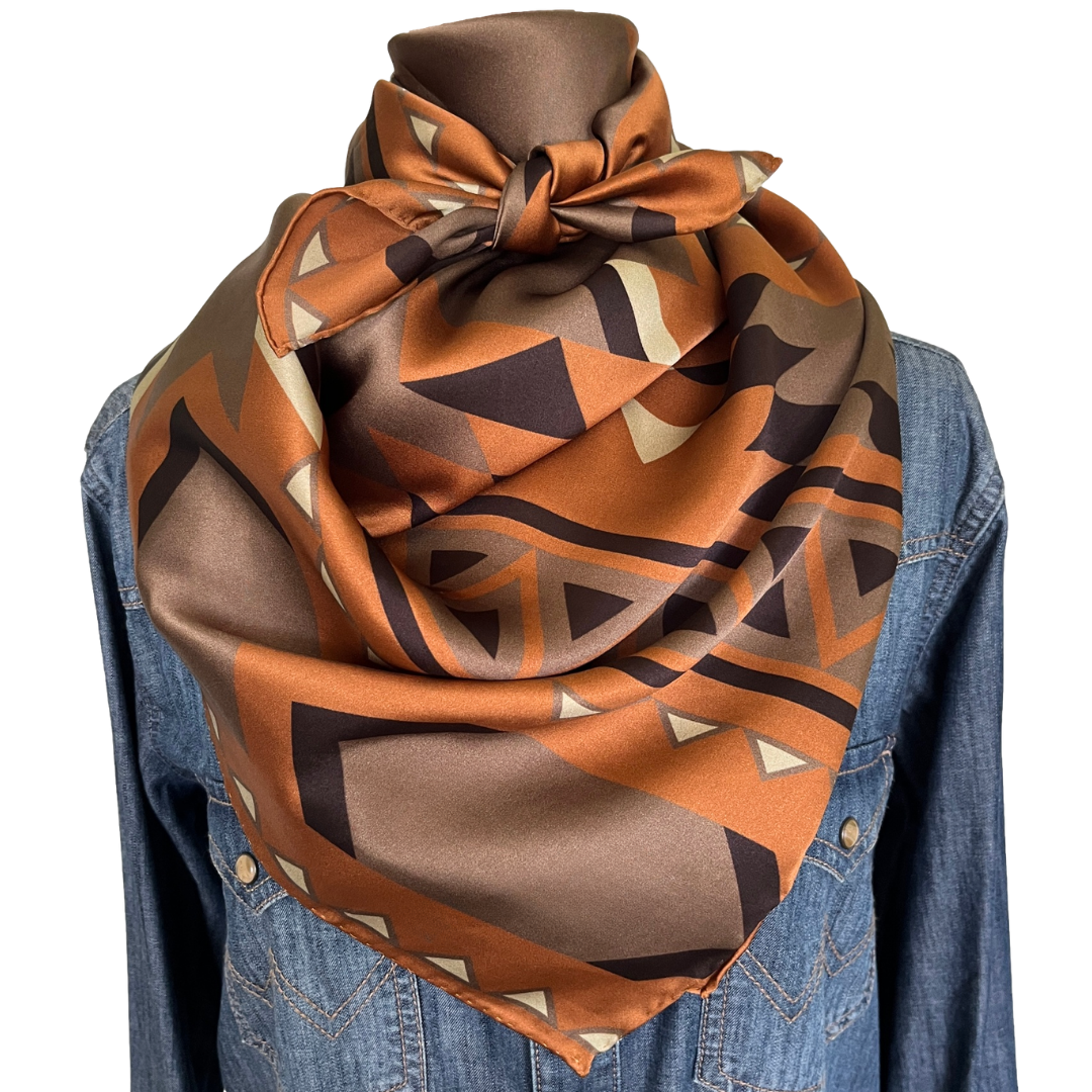 Brown silk cowboy scarf wild rag
