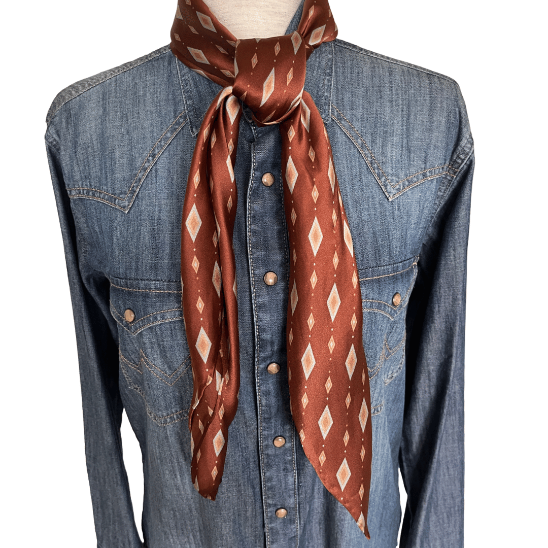 Brown silk wild rag scarf