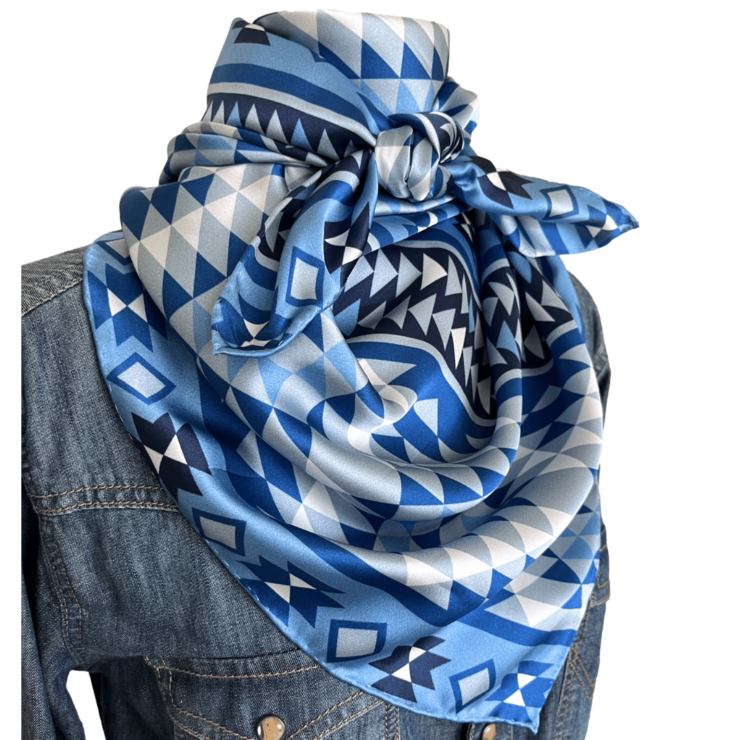 Blue Silk Wild Rag Cowboy Scarf