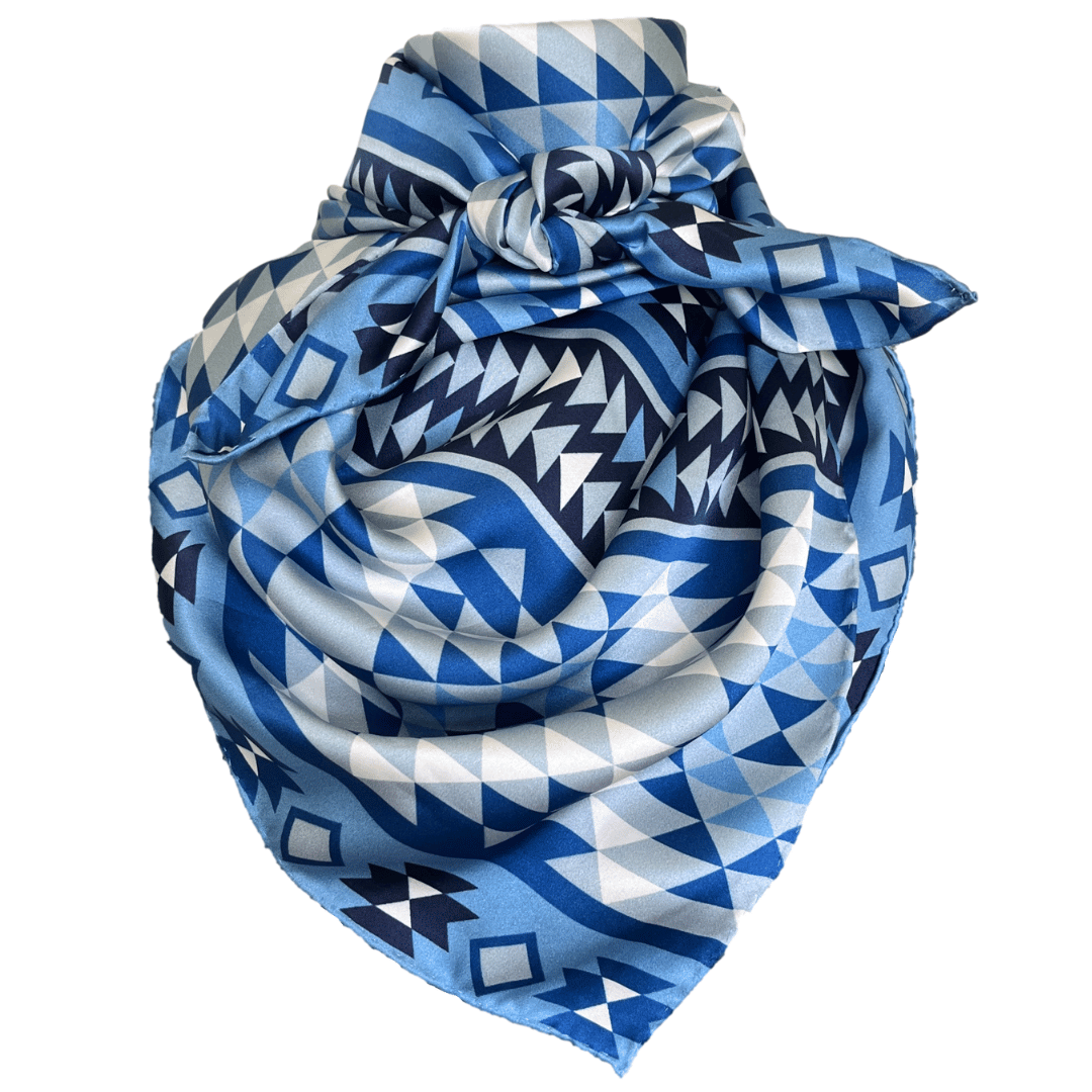 Blue Silk Cowboy Wild Rag Scarf
