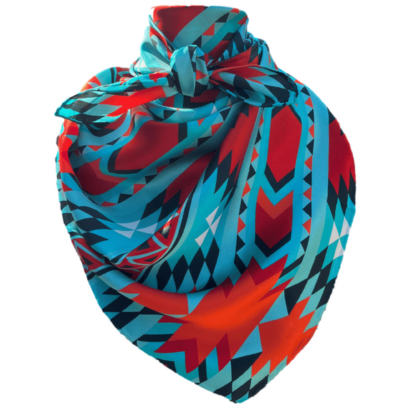 Aztec Wild Rags (Trailblazer)Turquoise Silk Scarf Cowtown Wild Rags