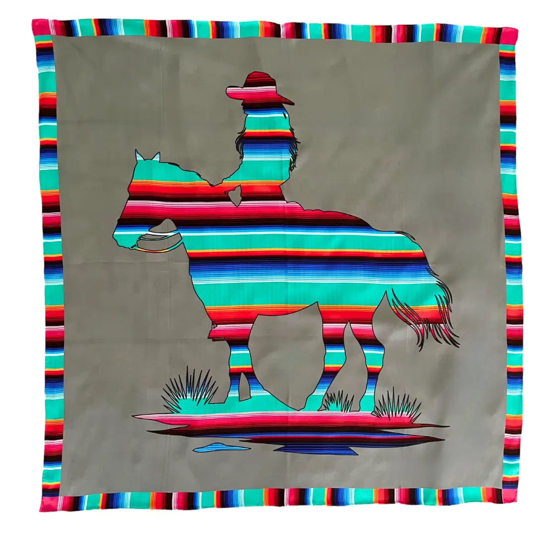 Cowgirl (Cowtown Caballera) Serape Wild Rag Silk Scarf