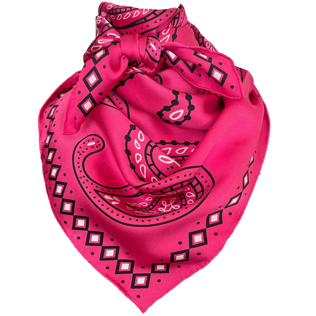 【HILLDA】 Bohemian Paisley Scarf Pink/Khaki Brown Pink Stunning Scarf, Square Silk Scarf, Foulard Soie