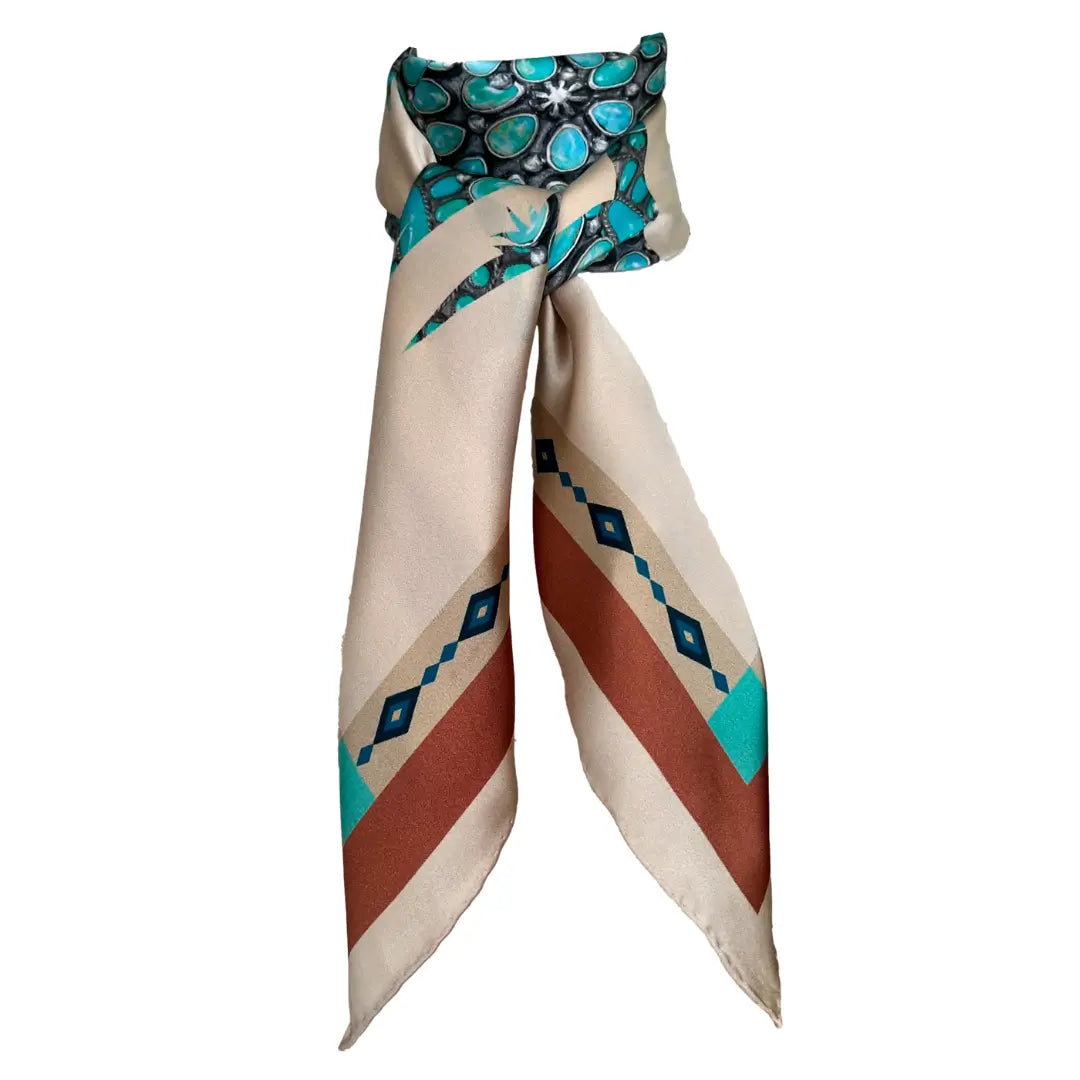 Cowgirl (Cowtown Cowgirl ) Turquoise Wild Rag Silk Scarf