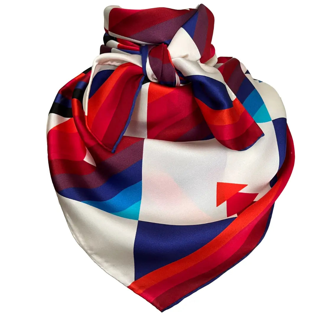 Wild Rag - Aztec Red, Blue, Orange Silk Scarf for Men and Women 