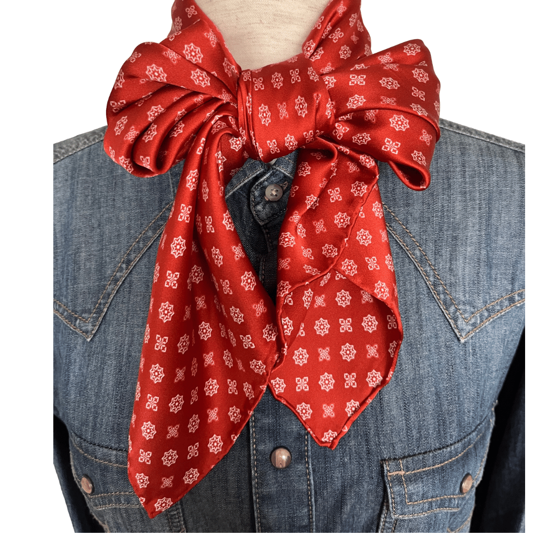 Vermillion red silk wild rag scarf