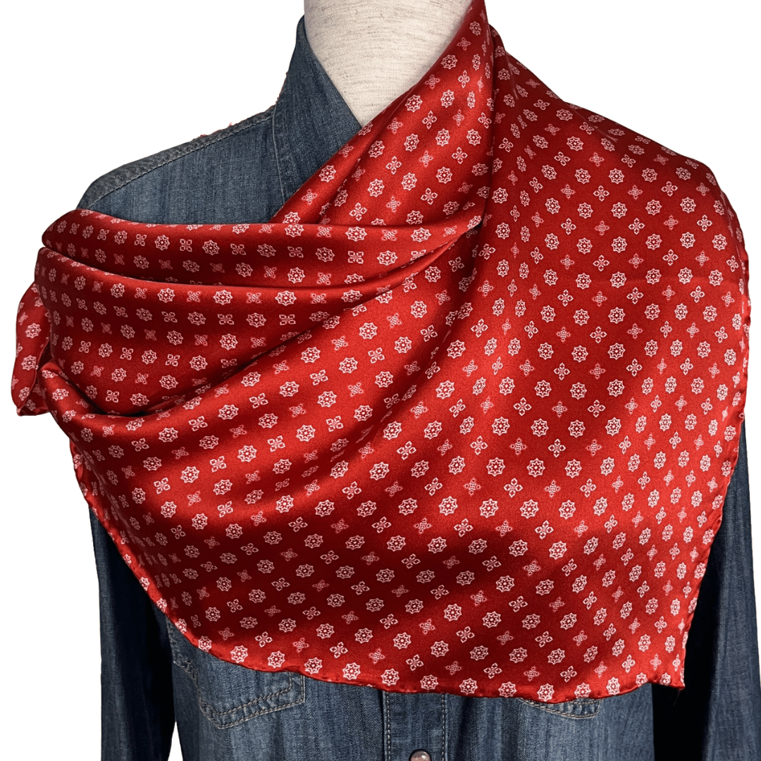 Vermillion red silk wild rag scarf
