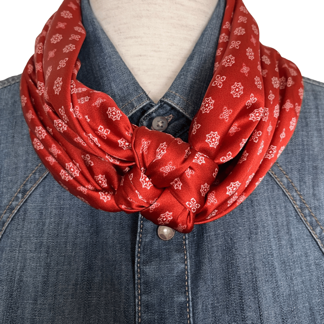 Vermillion red silk wild rag scarf