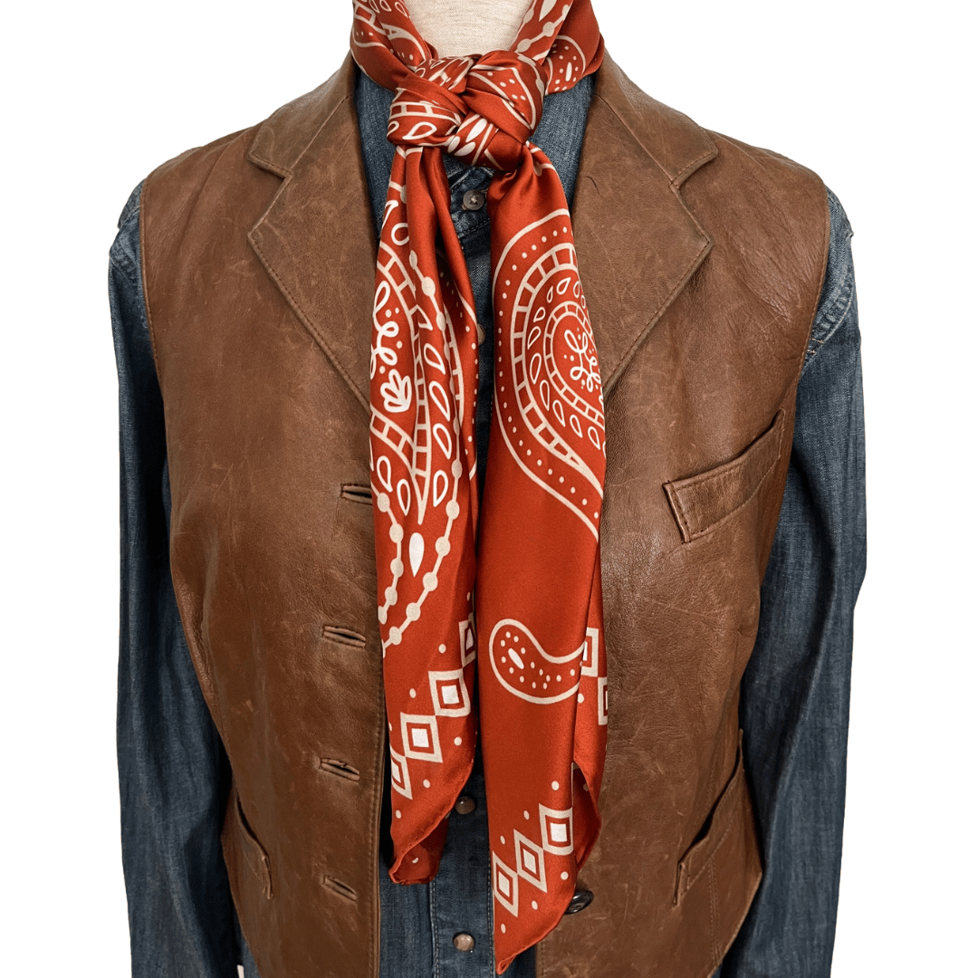 Paisley Wild Rags (Bandera) | Burnt Orange Silk Scarf