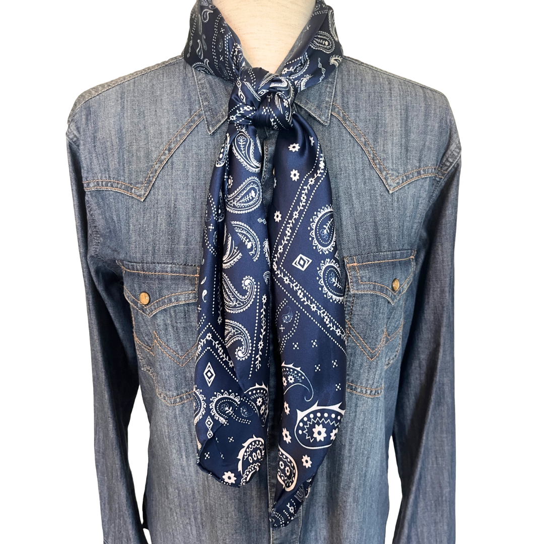 silk wild rag blue paisley