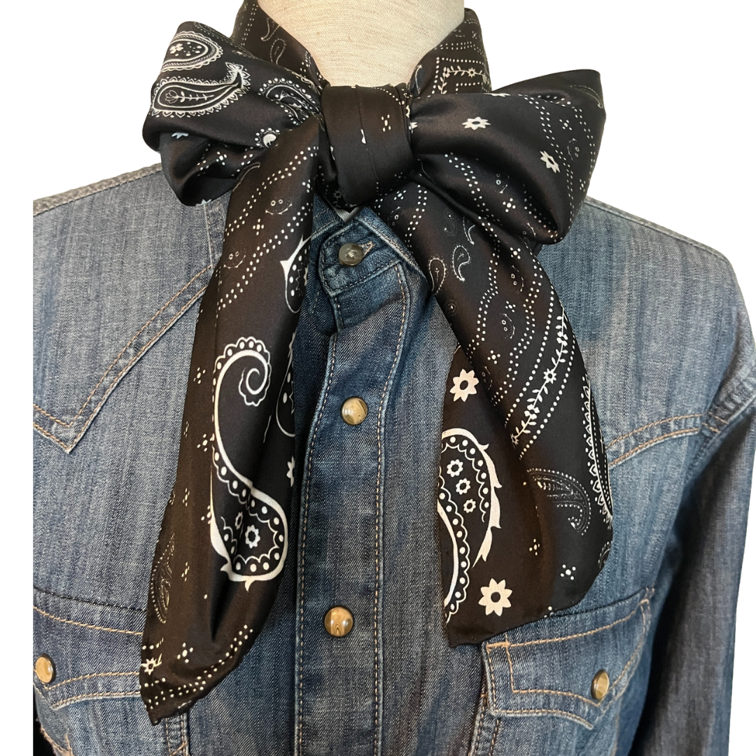 paisley silk wild rag western scarf - black