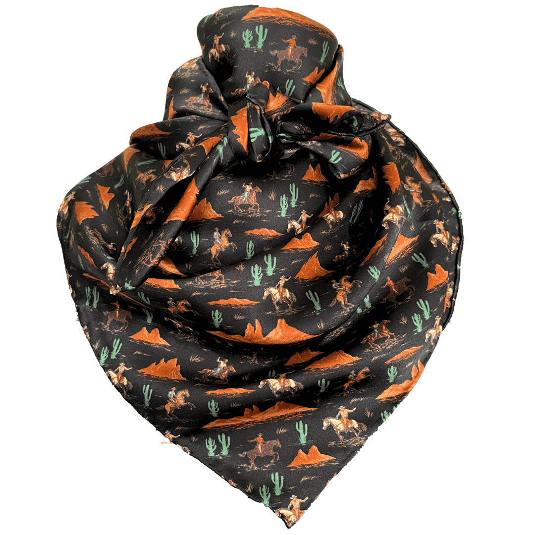 black silk cowboy scarf