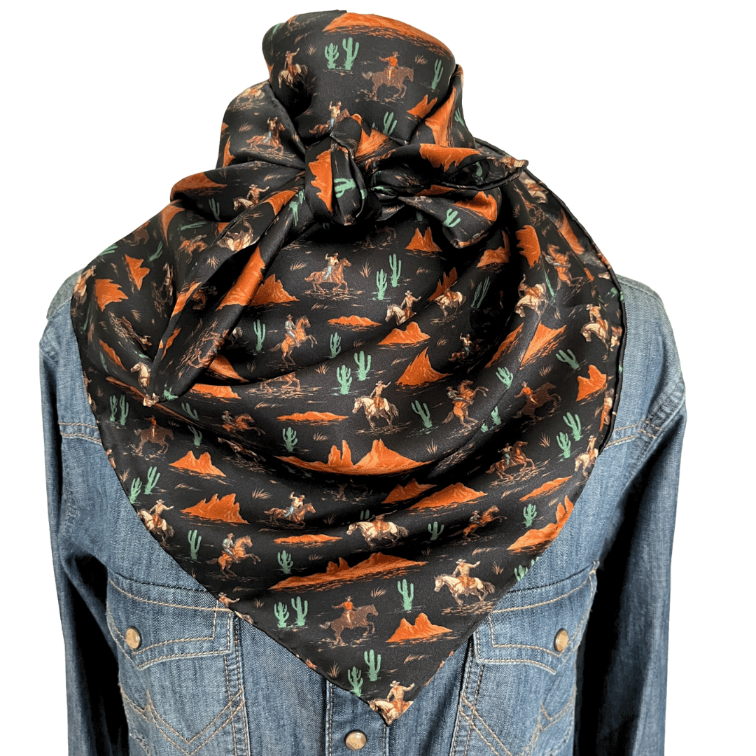 black silk cowboy scarf