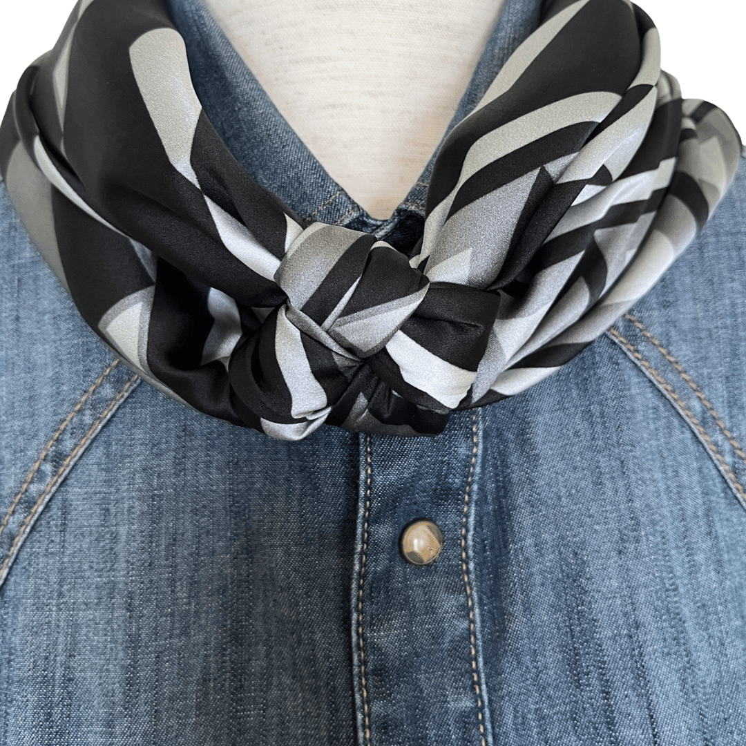 Black silk cowboy scarf wild rag