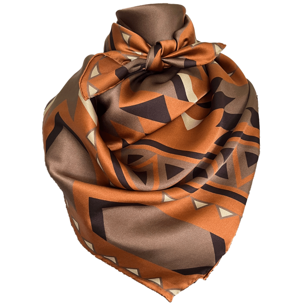 Brown silk cowboy scarf wild rag
