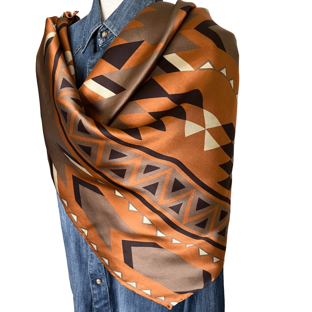 Brown silk cowboy scarf wild rag