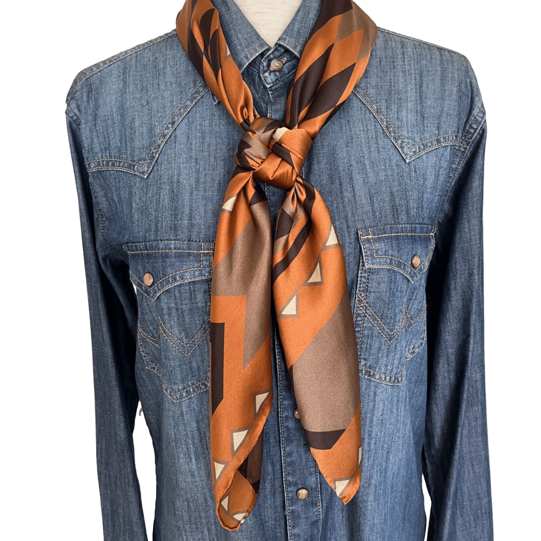 Brown silk cowboy scarf wild rag