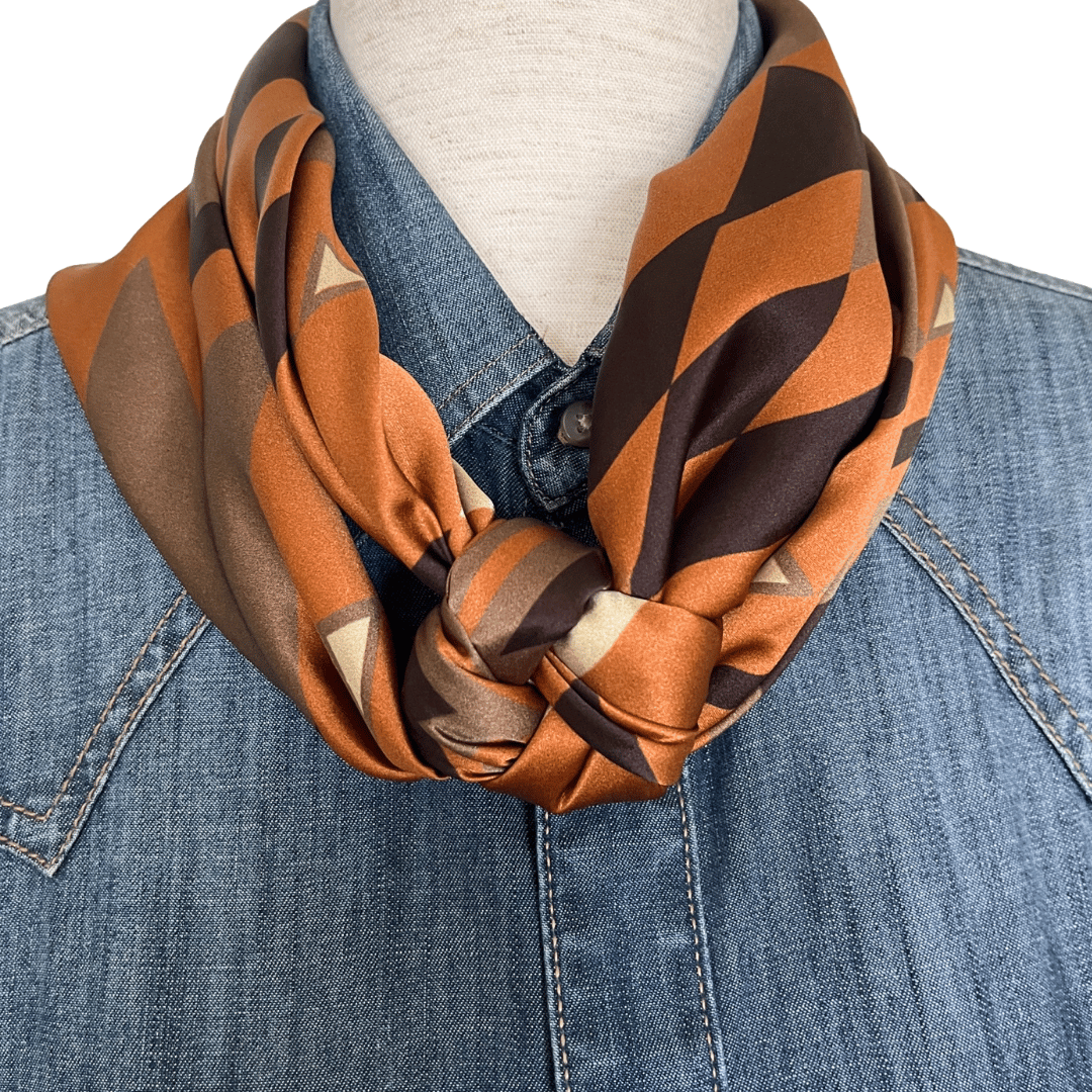 Brown silk cowboy scarf wild rag