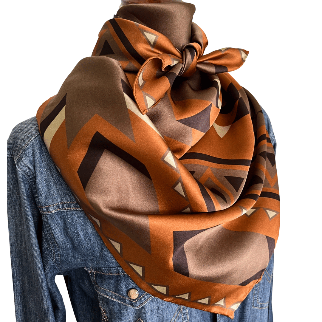 Brown silk cowboy scarf wild rag