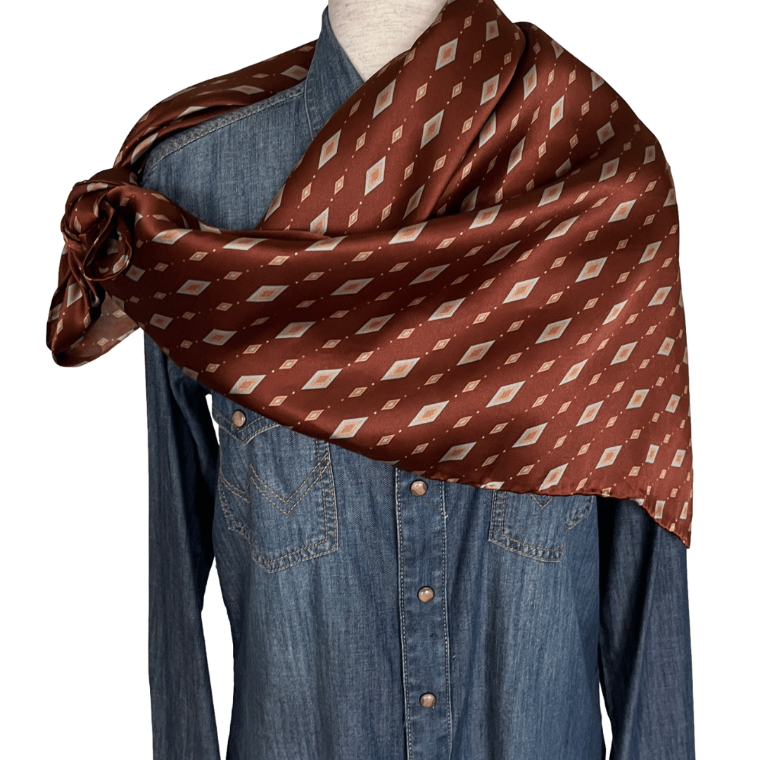 Brown silk wild rag scarf