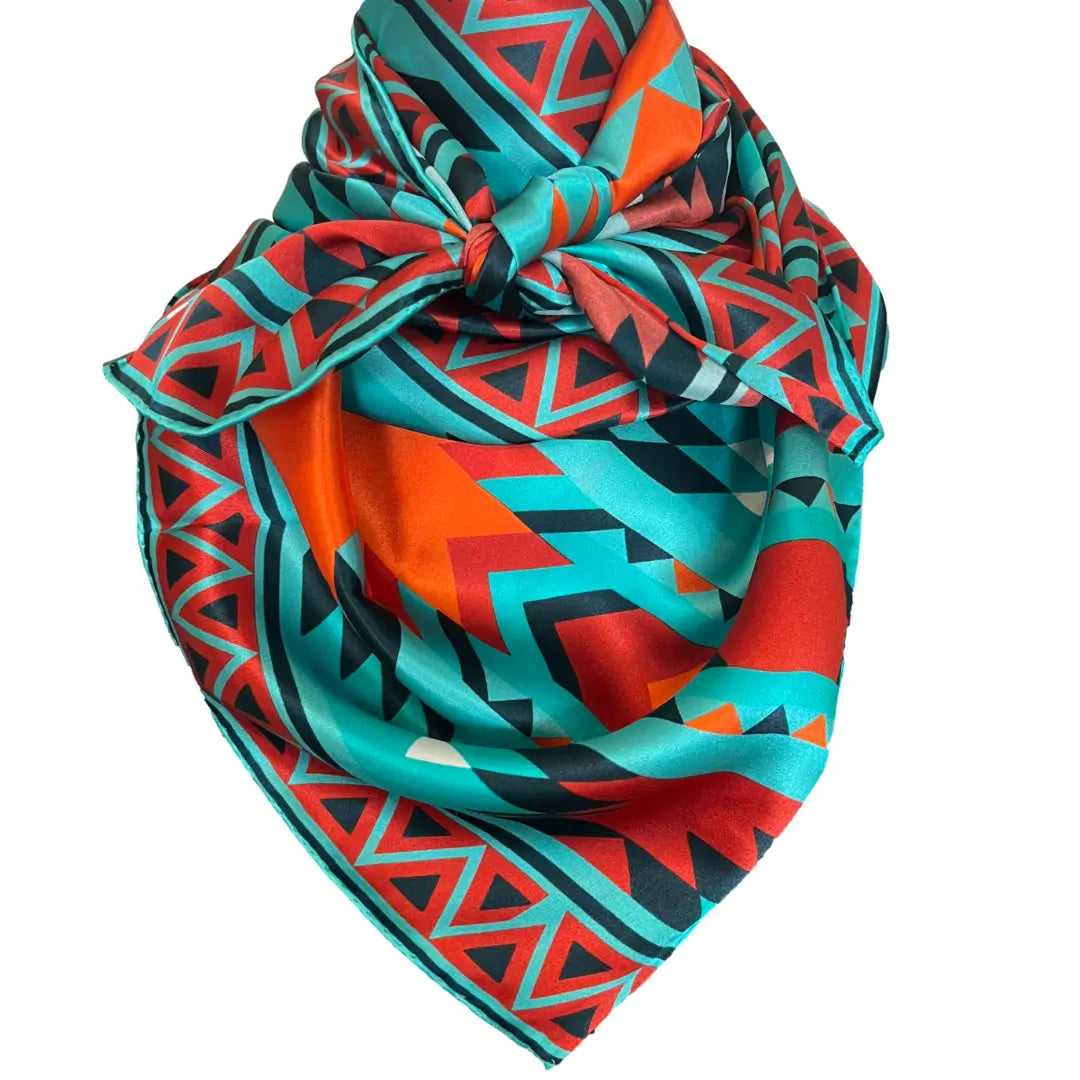 cowtown wild rags turquoise orange silk scarf