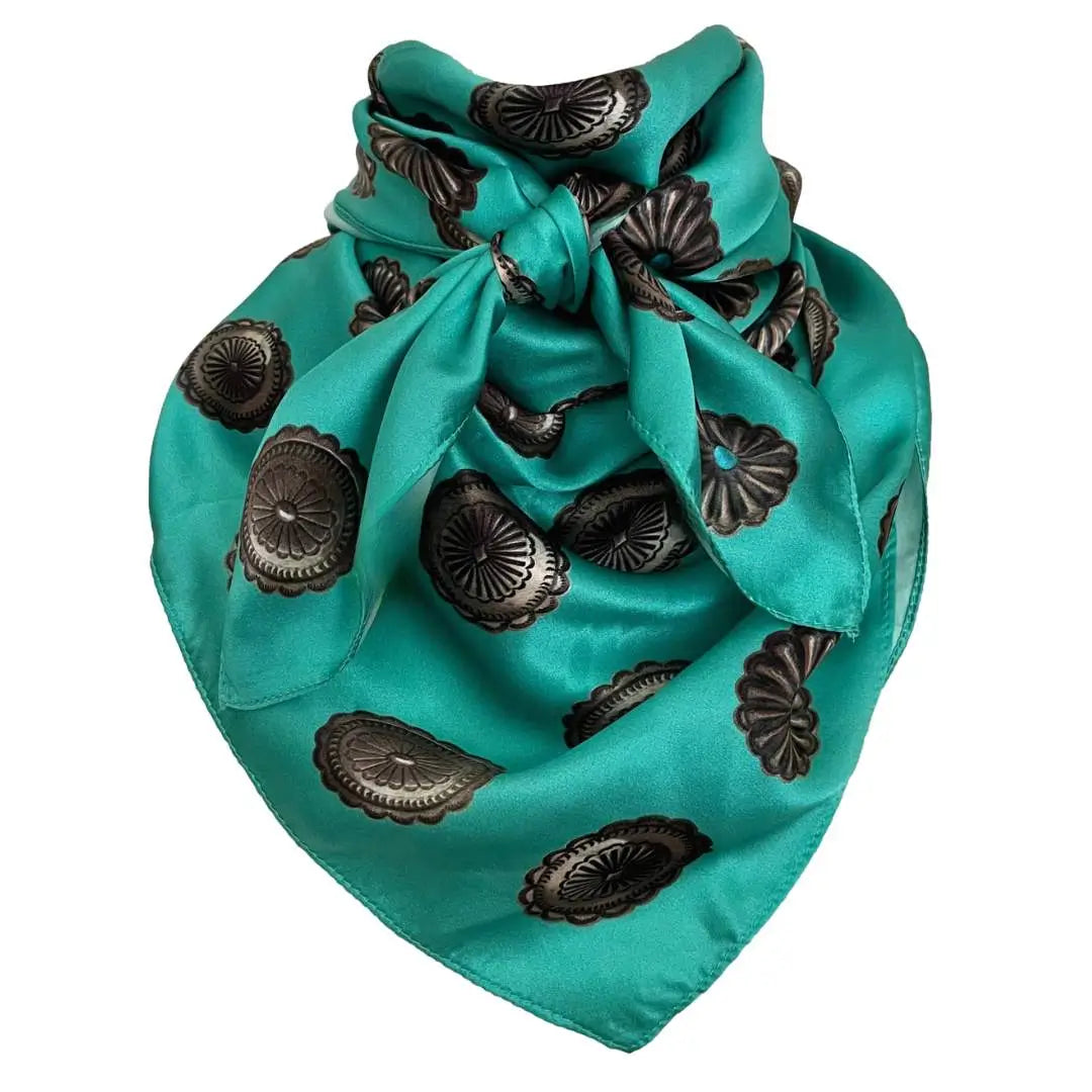 turquoise silk scarf concho wild rag