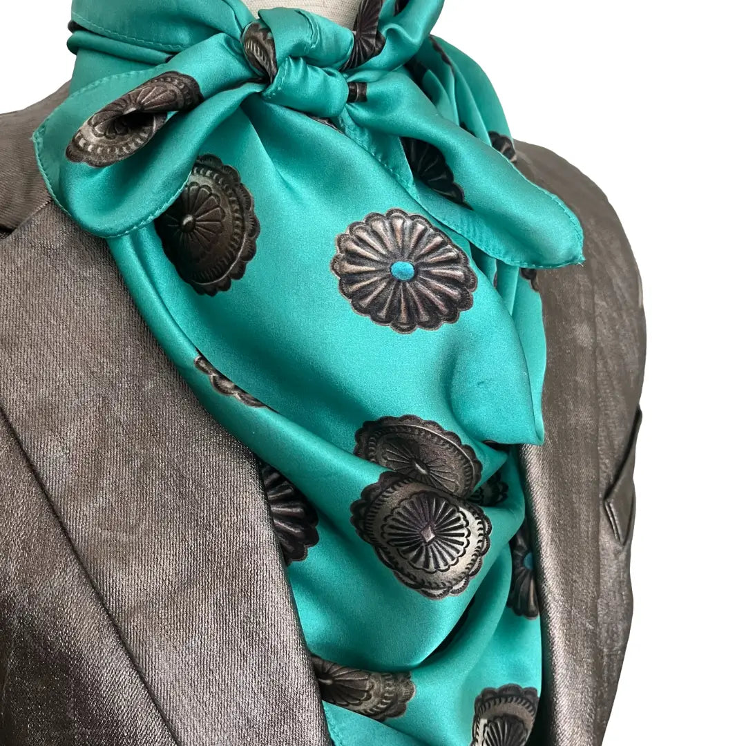 turquoise silk scarf concho wild rag