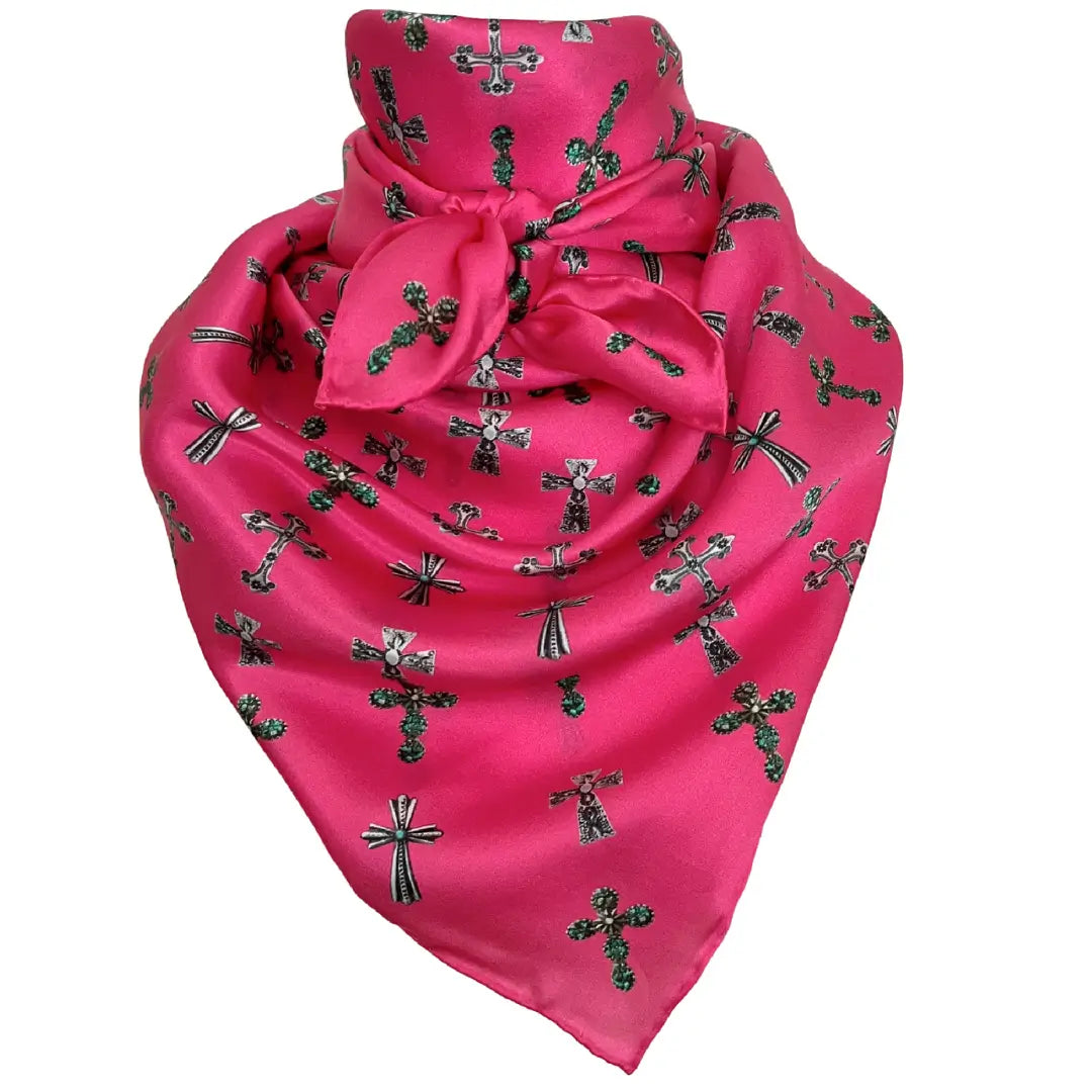 hot pink cross wild rag silk scarf