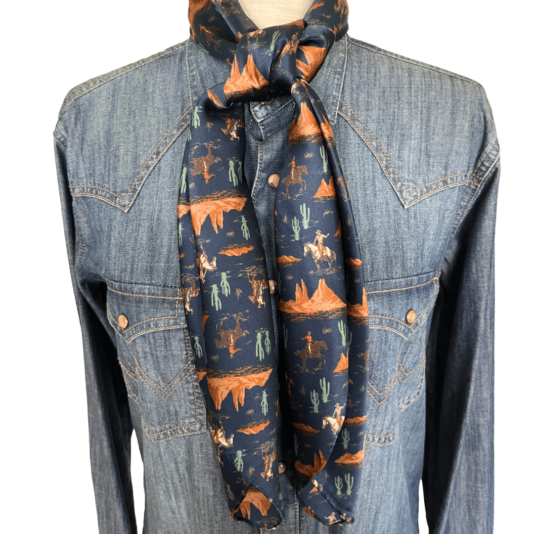 Navy blue silk cowboy scarf