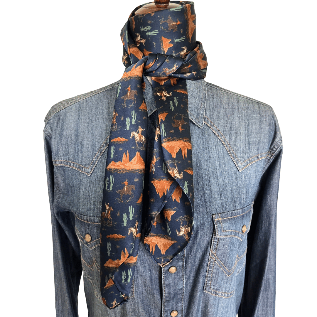 Navy blue silk cowboy scarf
