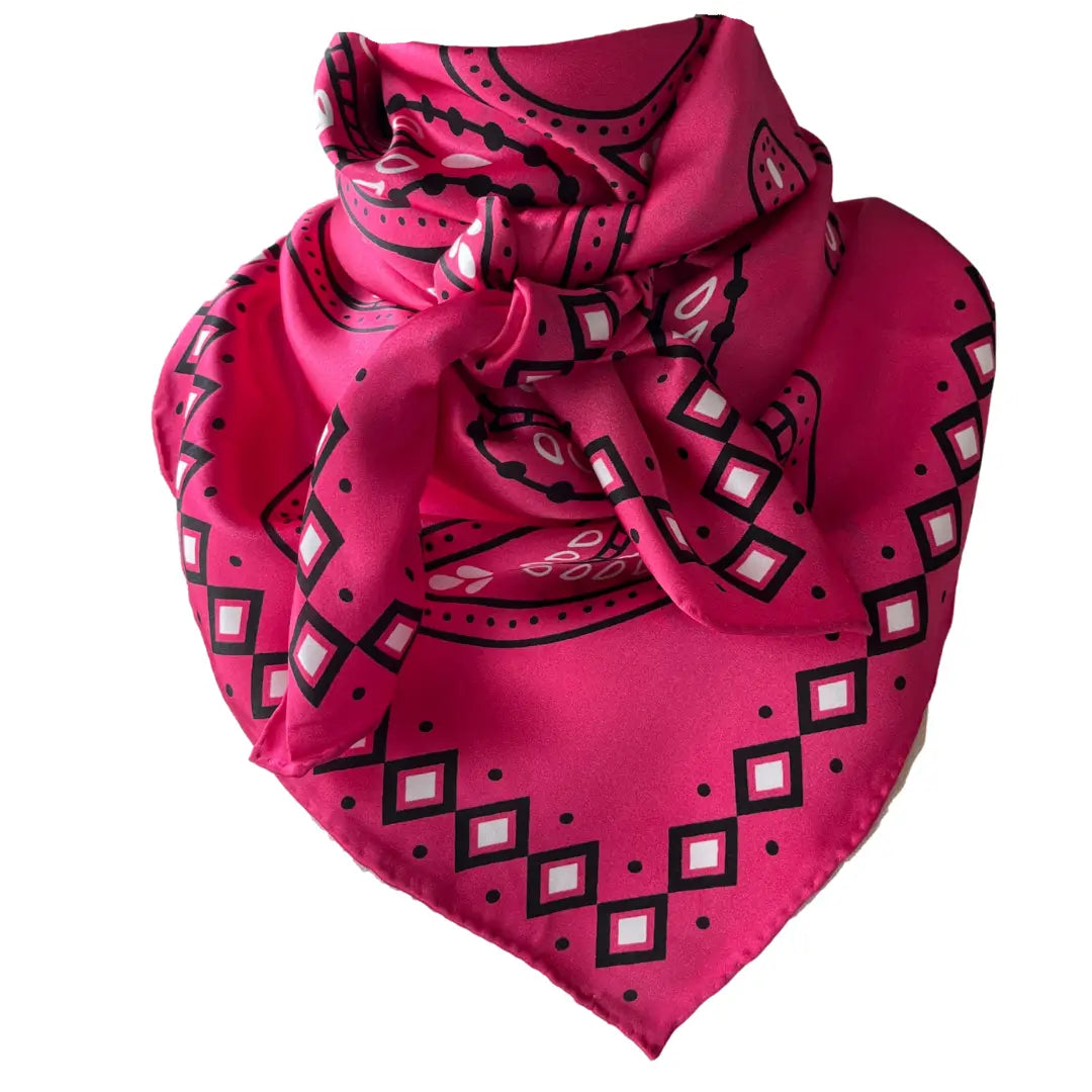 Cowtown Wild Rags Hot Pink Paisley Silk Scarf for Men and Women - Cowboy Western Bandana Scarves