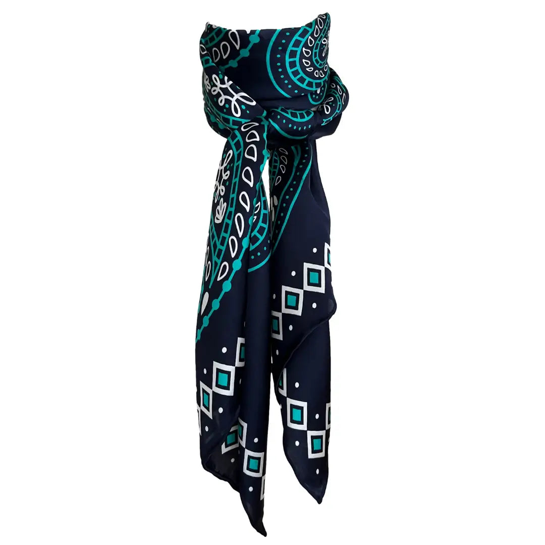 Paisley (Hondo) - Navy Blue Wild Rag Silk Scarf