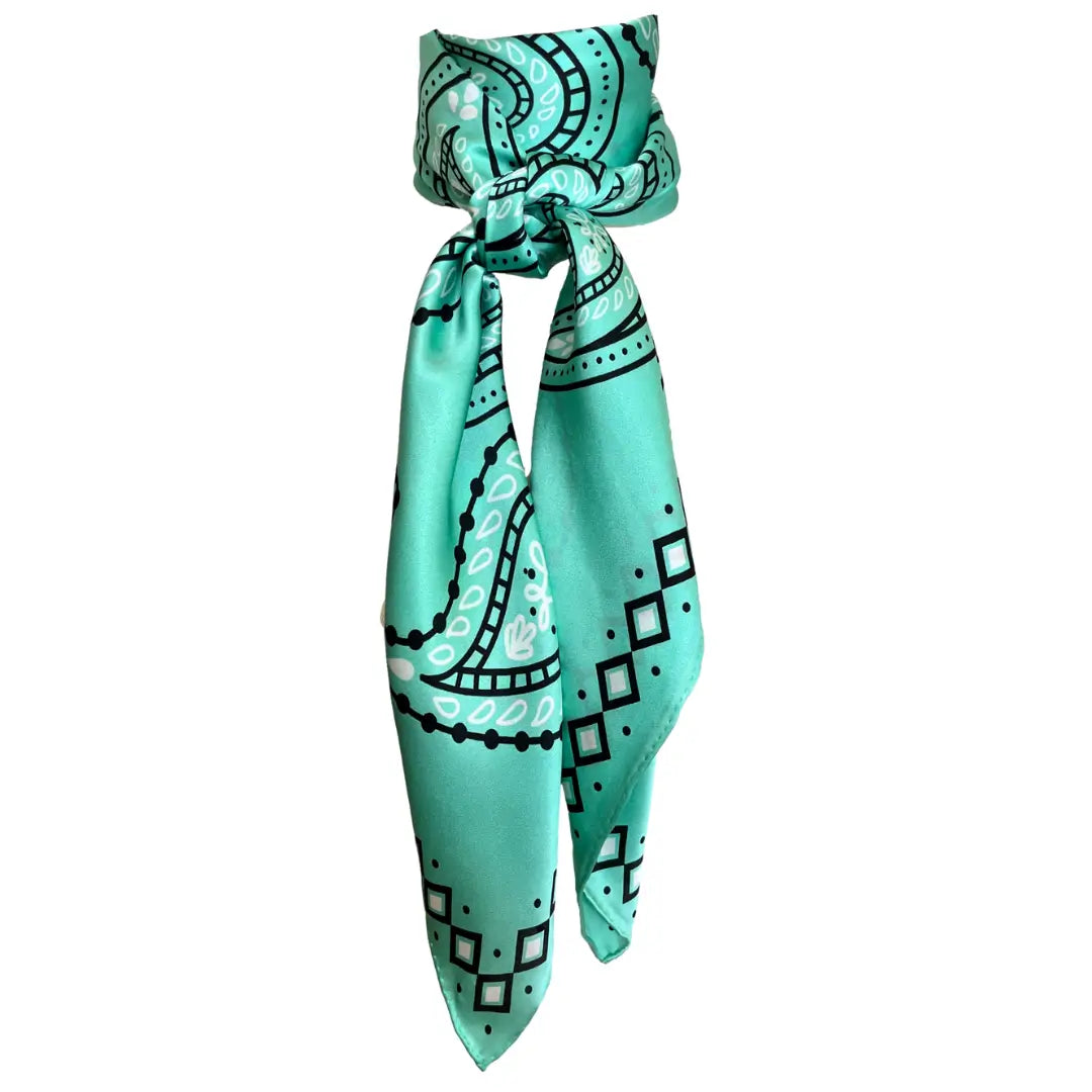 Paisley (Nevada) Light Turquoise Wild Rag Silk Scarf