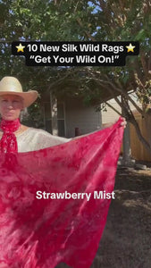 pink silk wild rags - Strawberry Mist shown out in the sunshine - double sided print