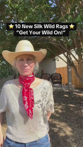 red paisley silk wild rags - Cowtown Classic Red shown out in the sunshine - double sided print