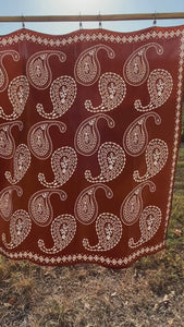 Cowtown Wild Rags Light Tan Paisley on Sienna Silk Scarf for Men and Women - Cowboy Western Bandana Scarves - Video showing the sienna silk scarf.