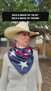 Red white and blue flag design Western silk scarf 36"
