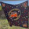 Video of Bull Riding Capital of the World black cotton bandana with red and blue stars and bull riding capital logo.