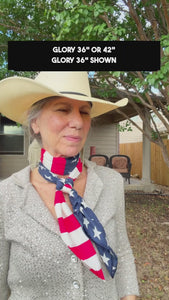 American flag design Western silk scarf 36"