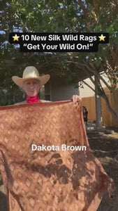brown silk wild rags - Dakota Brown shown out in the sunshine - double sided print