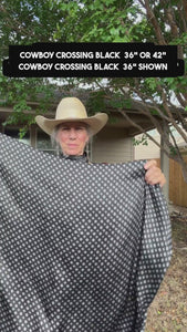 Black Western scarf for men and women - small print wild rag
