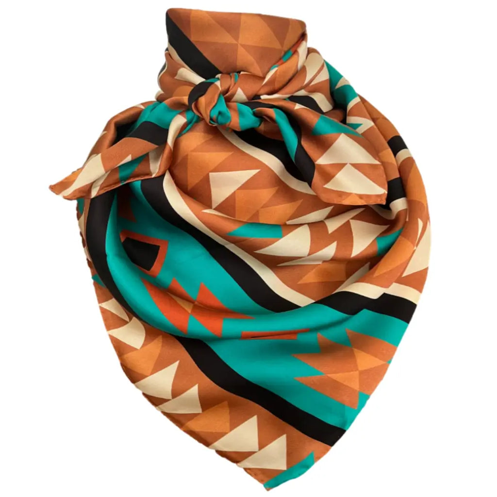 Aztec Wild Rags (Cimarron Turquoise) Silk Scarf Cowtown Wild Rags