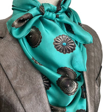 Load image into Gallery viewer, Cowtown Wild Rags (34&quot; or 42&quot;) - Silver Conchos on Turquoise
